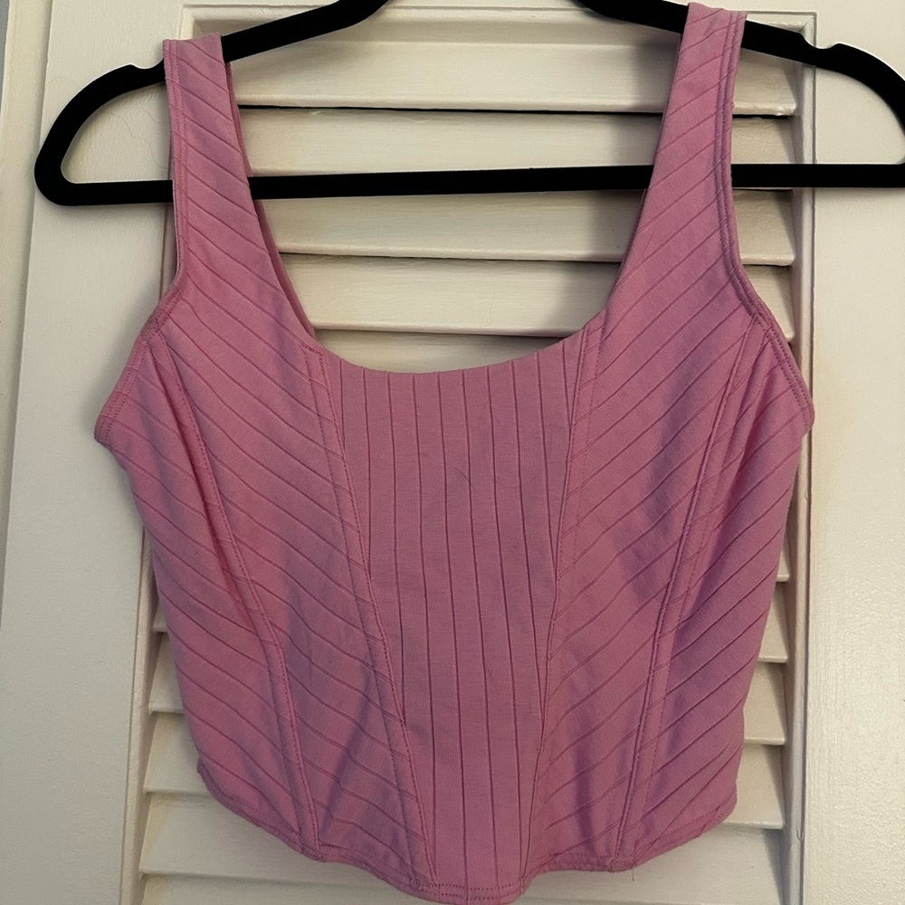 No Boundaries Pink Ribbed Fitted Tank Top